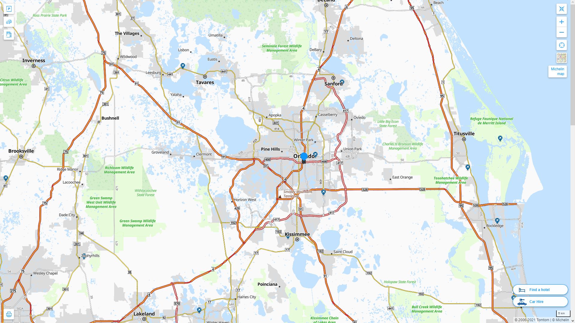 Orlando Florida Highway and Road Map